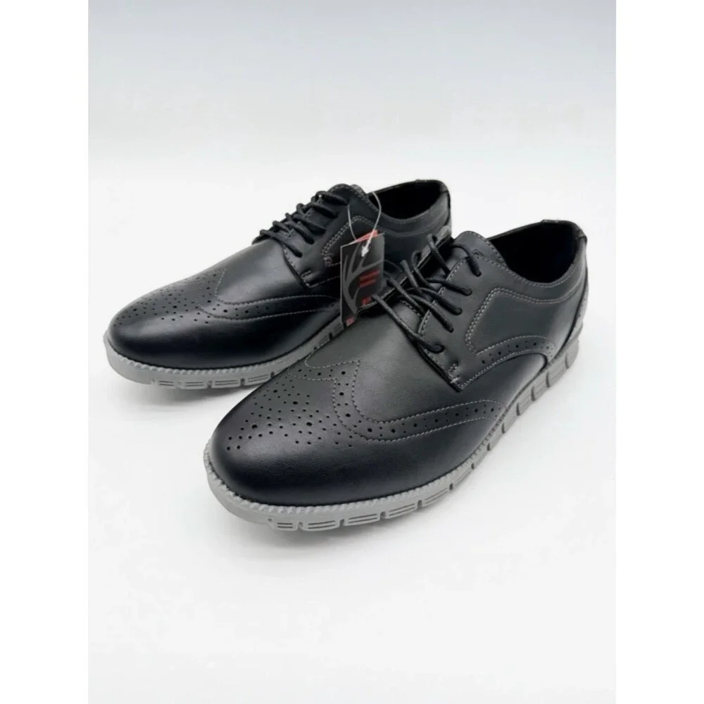 Deer Stags Corvallis Wingtip Oxford Dress Shoes Comfort Sole Black Gray 9.5 NEW